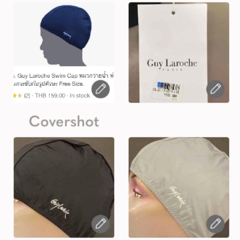 Black or Silver Guy Laroche Swim Caps - Free Size